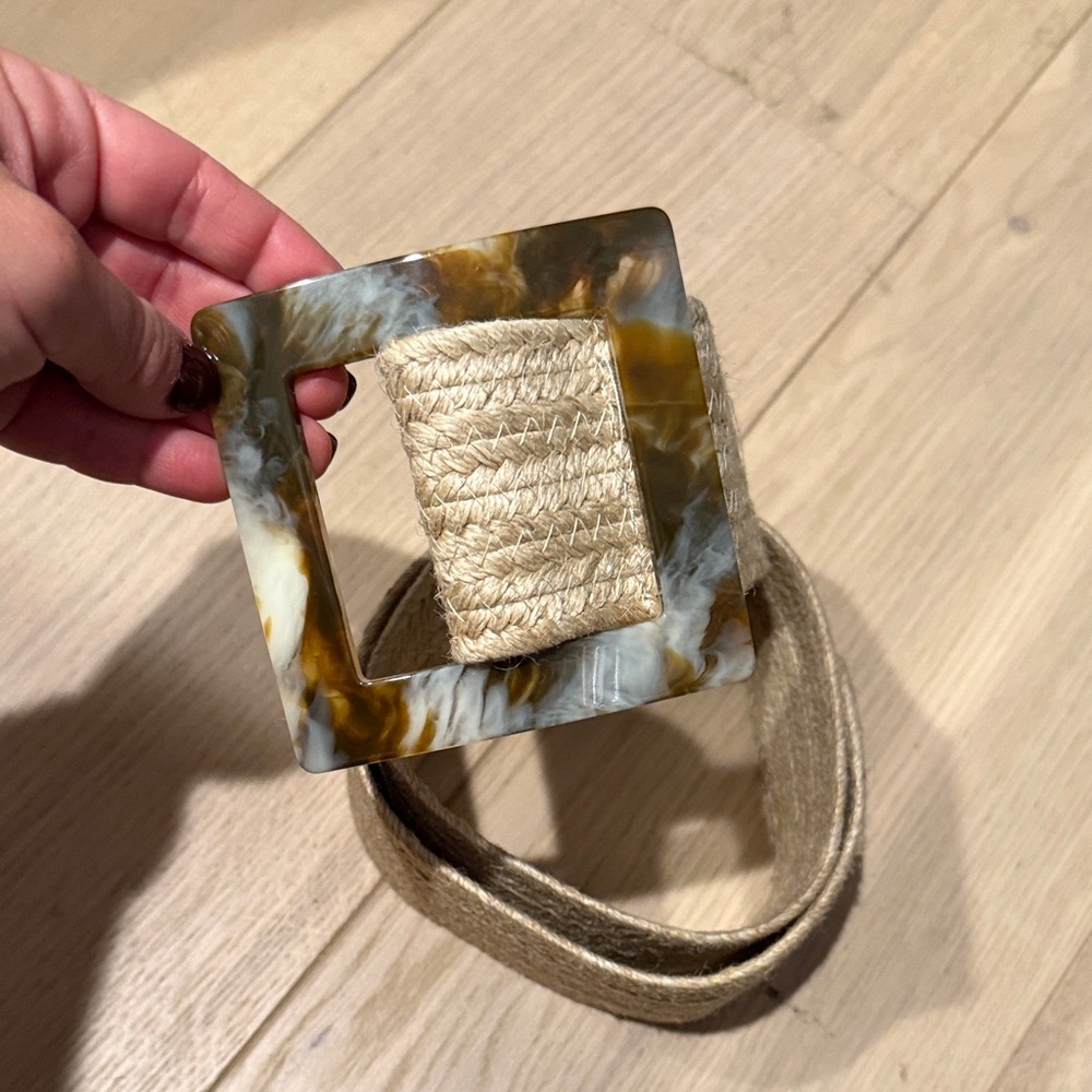 Zara Beige and Brown Belt with Tortoiseshell Buckle